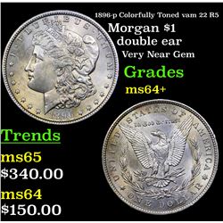 1896-p Colorfully Toned vam 22 R5 Morgan Dollar $1 Grades Choice+ Unc