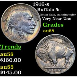 1916-s Buffalo Nickel 5c Grades Choice AU/BU Slider
