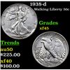Image 1 : 1938-d Walking Liberty Half Dollar 50c Grades xf+