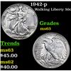 Image 1 : 1942-p Walking Liberty Half Dollar 50c Grades Select Unc