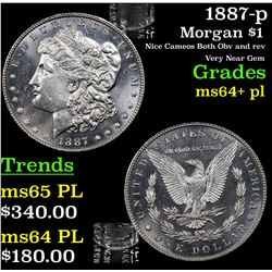 1887-p Morgan Dollar $1 Grades Choice Unc+ PL