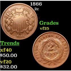 1866 Two Cent Piece 2c Grades vf+