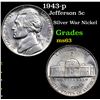 Image 1 : 1943-p Jefferson Nickel 5c Grades Select Unc