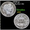 Image 1 : 1916-p Barber Dime 10c Grades vf++