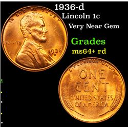 1936-d Lincoln Cent 1c Grades Choice+ Unc RD