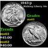 Image 1 : 1943-p Walking Liberty Half Dollar 50c Grades Select Unc
