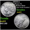 Image 1 : 1922-s Peace Dollar $1 Grades Select Unc