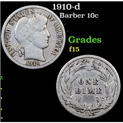 1910-d Barber Dime 10c Grades f+