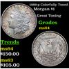 Image 1 : 1889-p Colorfully Toned Morgan Dollar $1 Grades Choice Unc