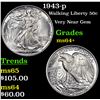 Image 1 : 1943-p Walking Liberty Half Dollar 50c Grades Choice+ Unc