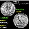 Image 1 : 1936-p Walking Liberty Half Dollar 50c Grades Select+ Unc