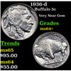 Image 1 : 1936-d Buffalo Nickel 5c Grades Choice+ Unc