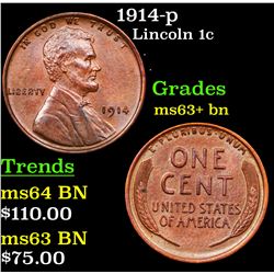 1914-p Lincoln Cent 1c Grades Select+ Unc BN