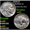 Image 1 : 1918-d Buffalo Nickel 5c Grades Select AU