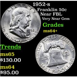 1952-s Franklin Half Dollar 50c Grades Choice+ Unc