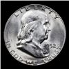 Image 2 : 1952-s Franklin Half Dollar 50c Grades Choice+ Unc
