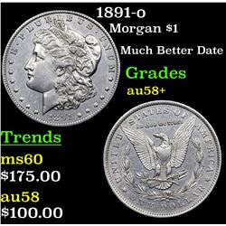 1891-o Morgan Dollar $1 Grades Choice AU/BU Slider+