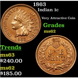 1863 Indian Cent 1c Grades Select Unc