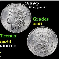 1889-p Morgan Dollar $1 Grades Choice Unc