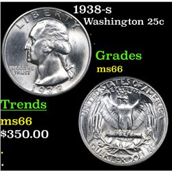 1938-s Washington Quarter 25c Grades GEM+ Unc