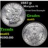 Image 1 : 1887-p Morgan Dollar $1 Grades GEM Unc