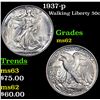 Image 1 : 1937-p Walking Liberty Half Dollar 50c Grades Select Unc