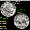 Image 1 : 1936-p Buffalo Nickel 5c Grades Choice Unc
