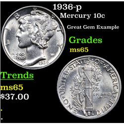 1936-p Mercury Dime 10c Grades GEM Unc