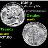 Image 1 : 1936-p Mercury Dime 10c Grades GEM Unc