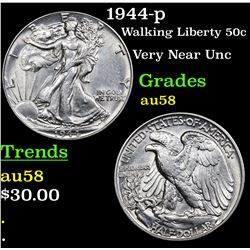 1944-p Walking Liberty Half Dollar 50c Grades Choice AU/BU Slider