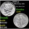 Image 1 : 1931-p Mercury Dime 10c Grades Choice AU/BU Slider