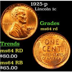 1925-p Lincoln Cent 1c Grades Choice Unc RD