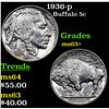 Image 1 : 1936-p Buffalo Nickel 5c Grades Select+ Unc