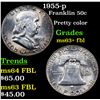 Image 1 : 1955-p Franklin Half Dollar 50c Grades Select Unc+ FBL