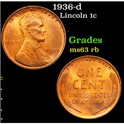 1936-d Lincoln Cent 1c Grades Select Unc RB