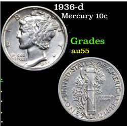 1936-d Mercury Dime 10c Grades Choice AU