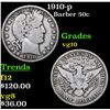 Image 1 : 1910-p Barber Half Dollars 50c Grades vg+