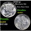 Image 1 : 1945-p Mercury Dime 10c Grades Choice+ Unc