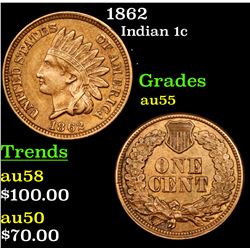 1862 Indian Cent 1c Grades Choice AU
