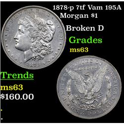 1878-p 7tf Vam 195A Morgan Dollar $1 Grades Select Unc