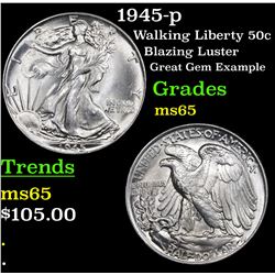 1945-p Walking Liberty Half Dollar 50c Grades GEM Unc