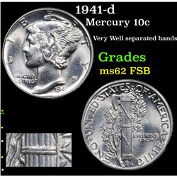 1941-d Mercury Dime 10c Grades Select Unc FSB