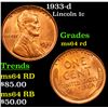 Image 1 : 1933-d Lincoln Cent 1c Grades Choice Unc RD