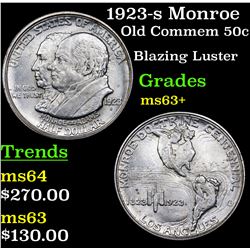 1923-s Monroe Old Commem Half Dollar 50c Grades Select+ Unc
