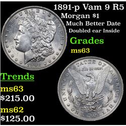 1891-p Vam 9 R5 Morgan Dollar $1 Grades Select Unc