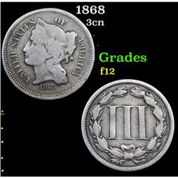 1868 Three Cent Copper Nickel 3cn Grades f, fine