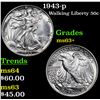 Image 1 : 1943-p Walking Liberty Half Dollar 50c Grades Select+ Unc