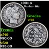 Image 1 : 1901-o Barber Dime 10c Grades vf+