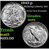 Image 1 : 1943-p Walking Liberty Half Dollar 50c Grades GEM Unc