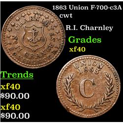 1863 Union F-700-c3A Civil War Token 1c Grades xf